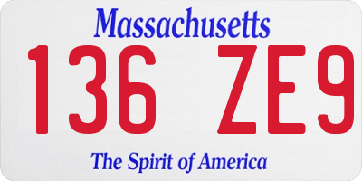 MA license plate 136ZE9