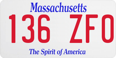 MA license plate 136ZF0