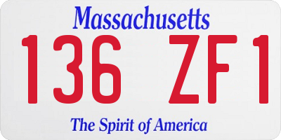 MA license plate 136ZF1