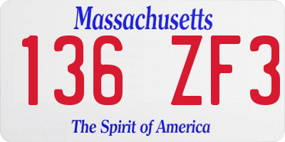 MA license plate 136ZF3