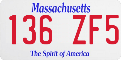 MA license plate 136ZF5