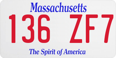 MA license plate 136ZF7