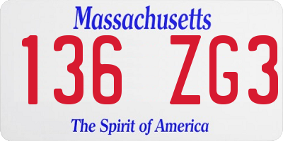 MA license plate 136ZG3
