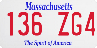 MA license plate 136ZG4