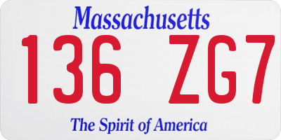 MA license plate 136ZG7