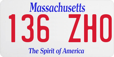 MA license plate 136ZH0