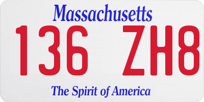 MA license plate 136ZH8