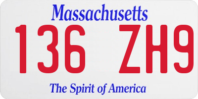 MA license plate 136ZH9