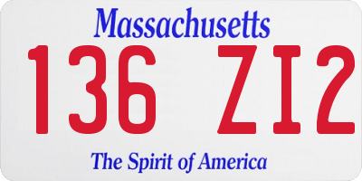 MA license plate 136ZI2