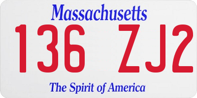MA license plate 136ZJ2