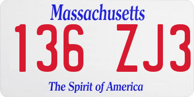 MA license plate 136ZJ3