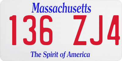 MA license plate 136ZJ4