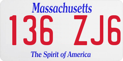 MA license plate 136ZJ6