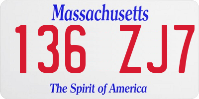 MA license plate 136ZJ7