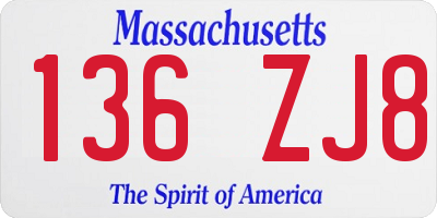MA license plate 136ZJ8
