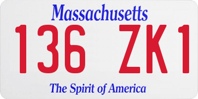 MA license plate 136ZK1