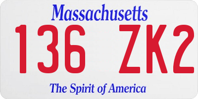 MA license plate 136ZK2