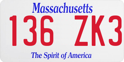 MA license plate 136ZK3