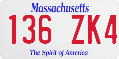 MA license plate 136ZK4