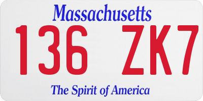 MA license plate 136ZK7