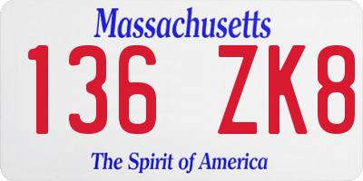 MA license plate 136ZK8