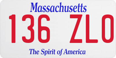 MA license plate 136ZL0