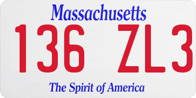 MA license plate 136ZL3
