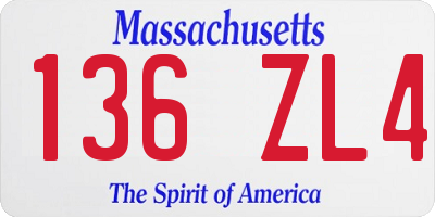 MA license plate 136ZL4