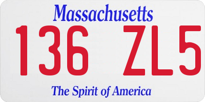 MA license plate 136ZL5