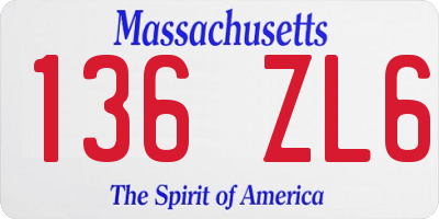 MA license plate 136ZL6