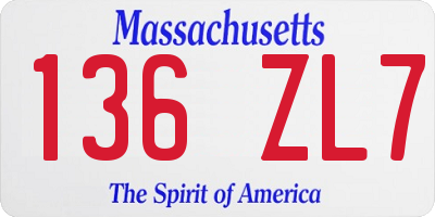 MA license plate 136ZL7