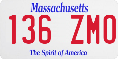 MA license plate 136ZM0