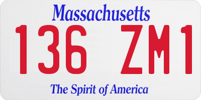 MA license plate 136ZM1