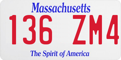 MA license plate 136ZM4