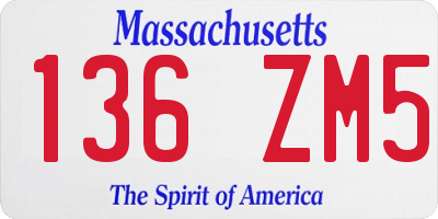 MA license plate 136ZM5