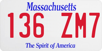 MA license plate 136ZM7