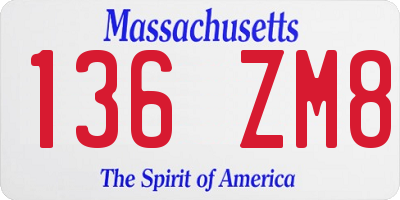 MA license plate 136ZM8