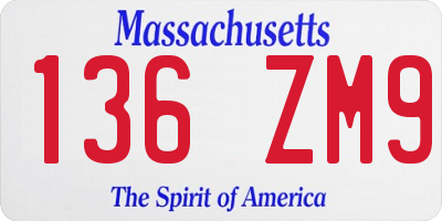 MA license plate 136ZM9