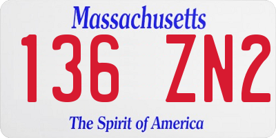 MA license plate 136ZN2