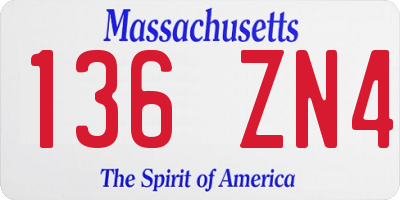 MA license plate 136ZN4