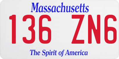 MA license plate 136ZN6