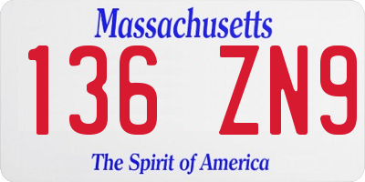 MA license plate 136ZN9