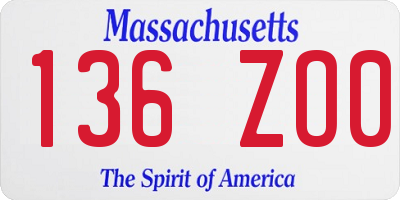 MA license plate 136ZO0