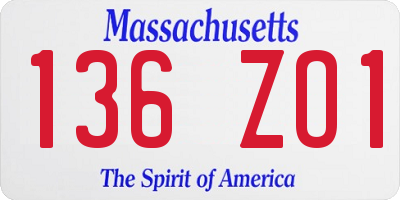 MA license plate 136ZO1