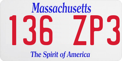 MA license plate 136ZP3