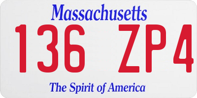 MA license plate 136ZP4