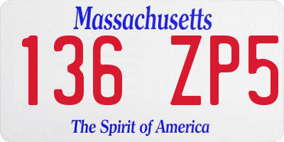 MA license plate 136ZP5