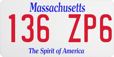 MA license plate 136ZP6