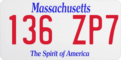MA license plate 136ZP7