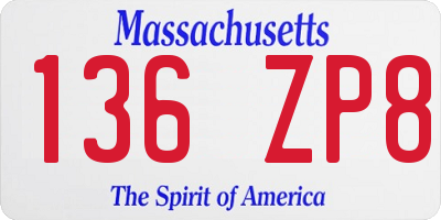 MA license plate 136ZP8